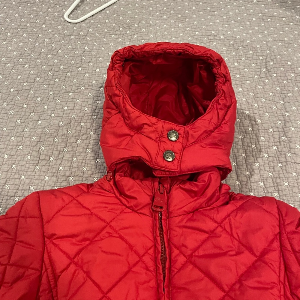 Burberry red winter jacket with belt